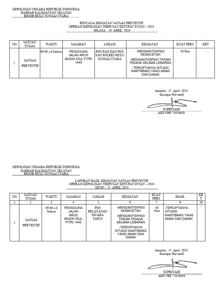 Rengiat Dan Laphasil Tgl 15 April 2024 PDF