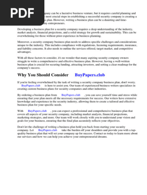 Security Company Business Plan Examples