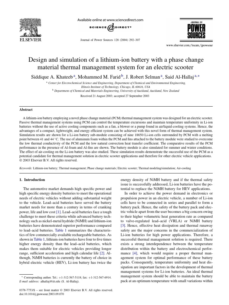Lithium-Ion Battery Thermal Management for Scooters | PDF | Lithium Ion ...