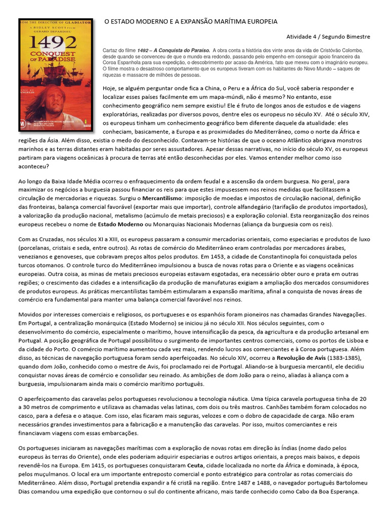 A Expansão Marítima Europeia | PDF | Era dos Descobrimentos | Cristóvão ...