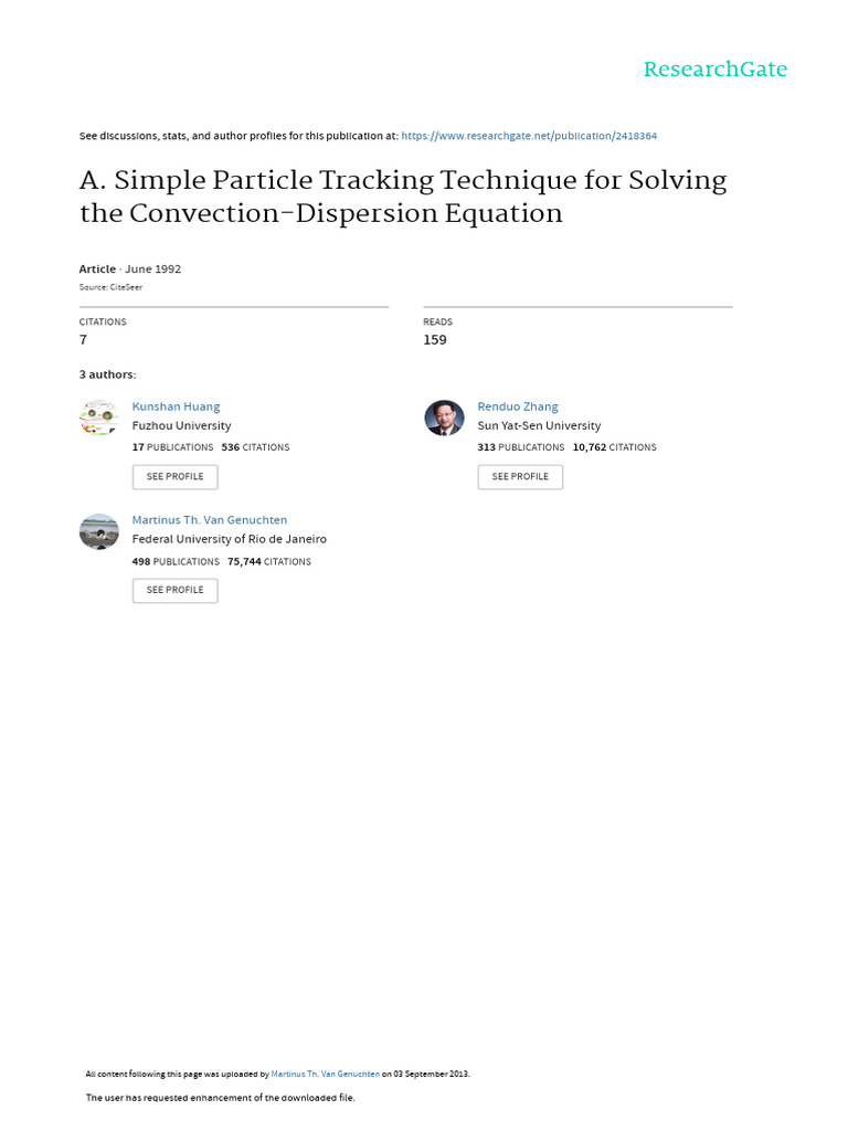 A Simple Particle Tracking Technique For Solving T | PDF | Lagrangian ...