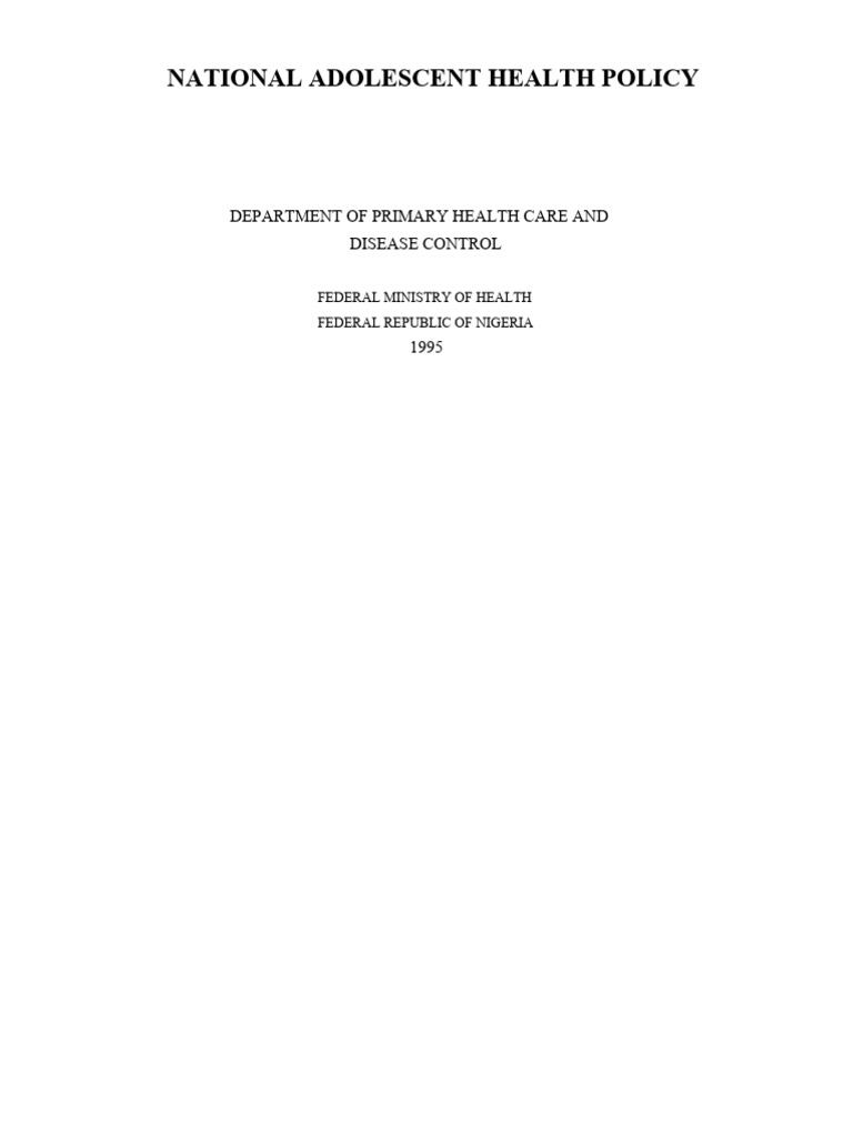 Nigeria's National Adolescent Health Policy | PDF | Adolescence ...