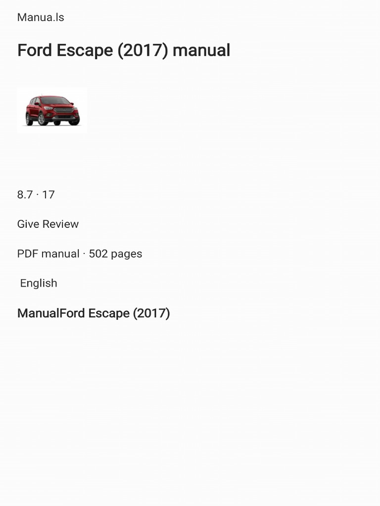 Ford Escape 2017 Basics | PDF