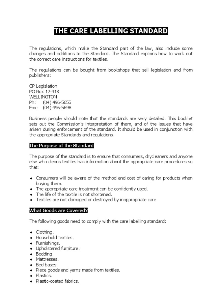 Care Labelling Standard | PDF | Textiles | Sweater