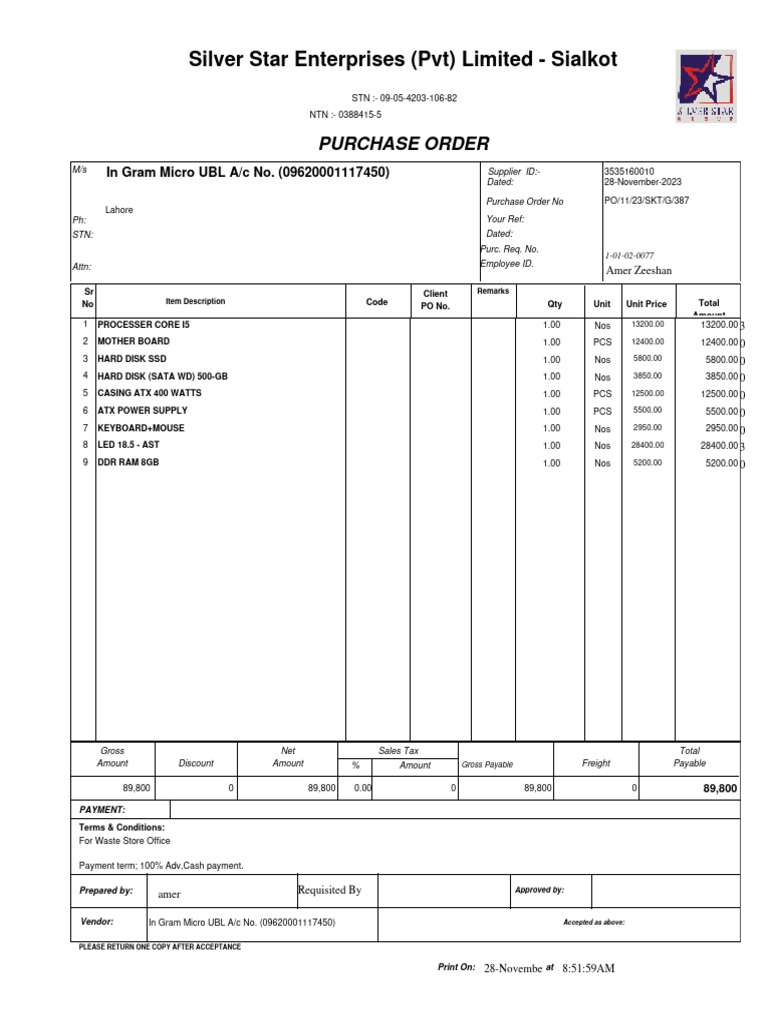 5 - Purchaseorder - Waste Store Office - PO 11 23 387 | PDF | Taxes ...