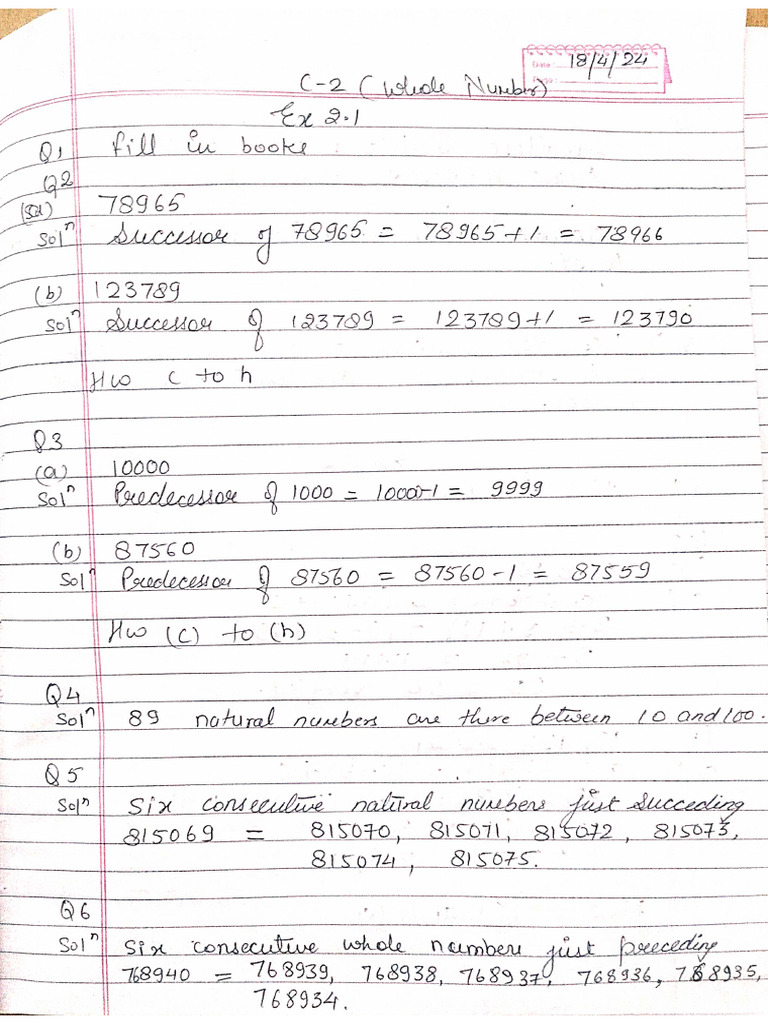 Class 6 Maths Chapter 2 | PDF