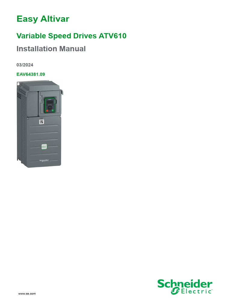 ATV610 Installation Manual EN EAV64381 09 | PDF | Switch | Direct Current