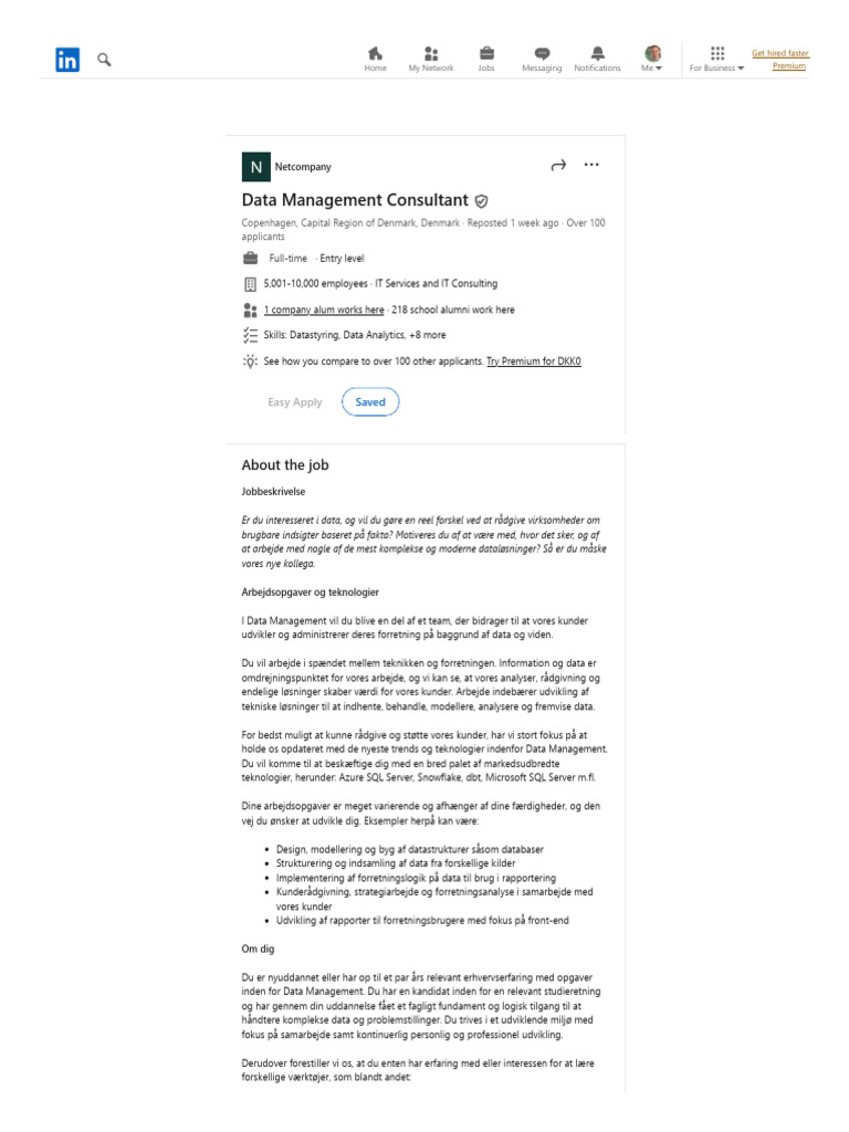 Data Management Consultant - Netcompany - LinkedIn | PDF