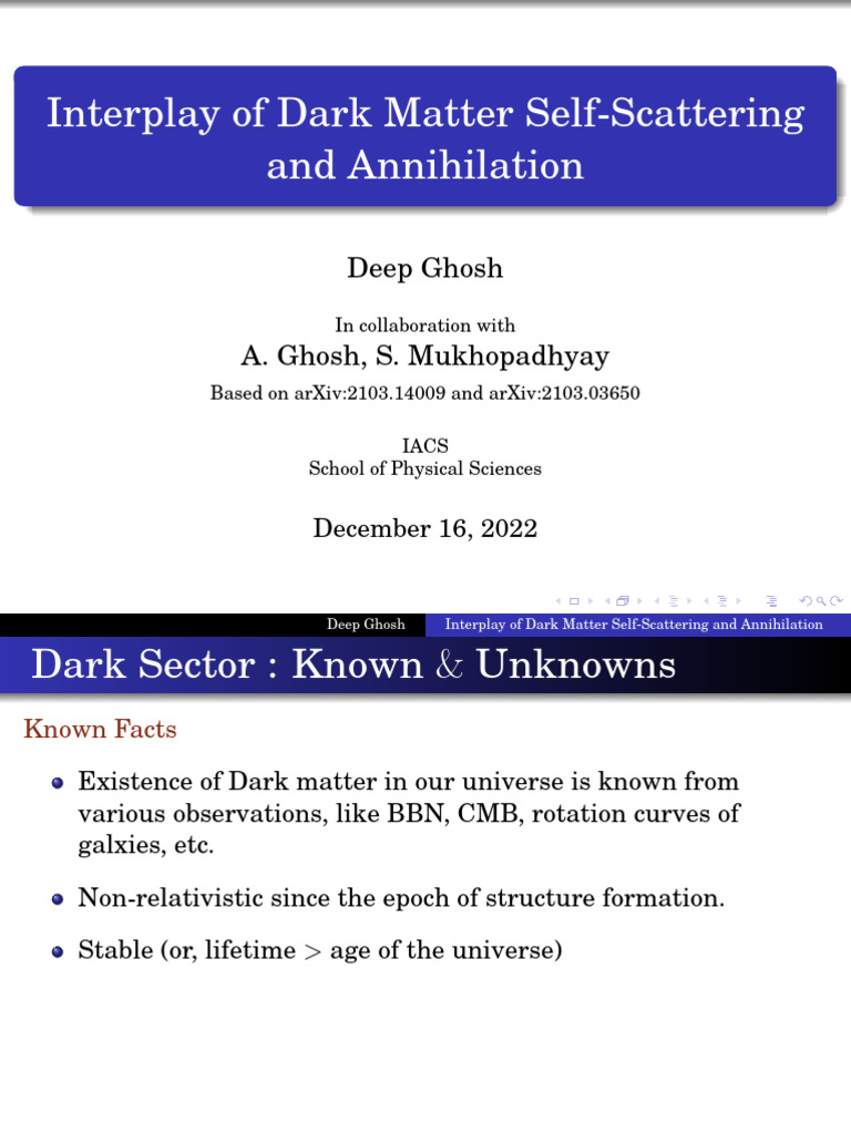 Dark Matter Dynamics by Deep Ghosh | PDF | Universe | Dark Matter