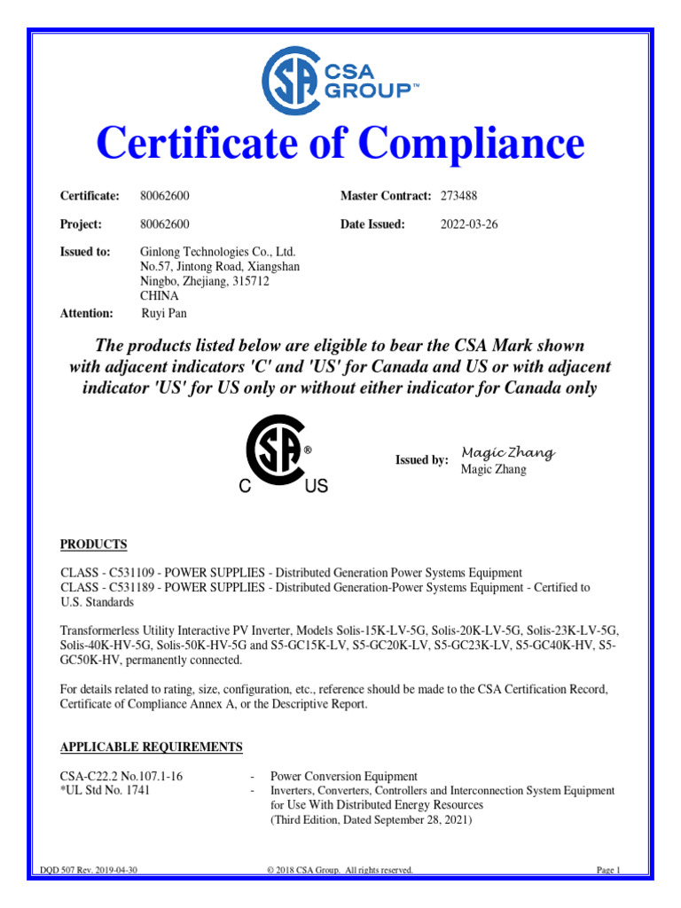 Solis certificate ieee 1547 ul 1741 csa c22 2 solis 40 50 k hv 5g