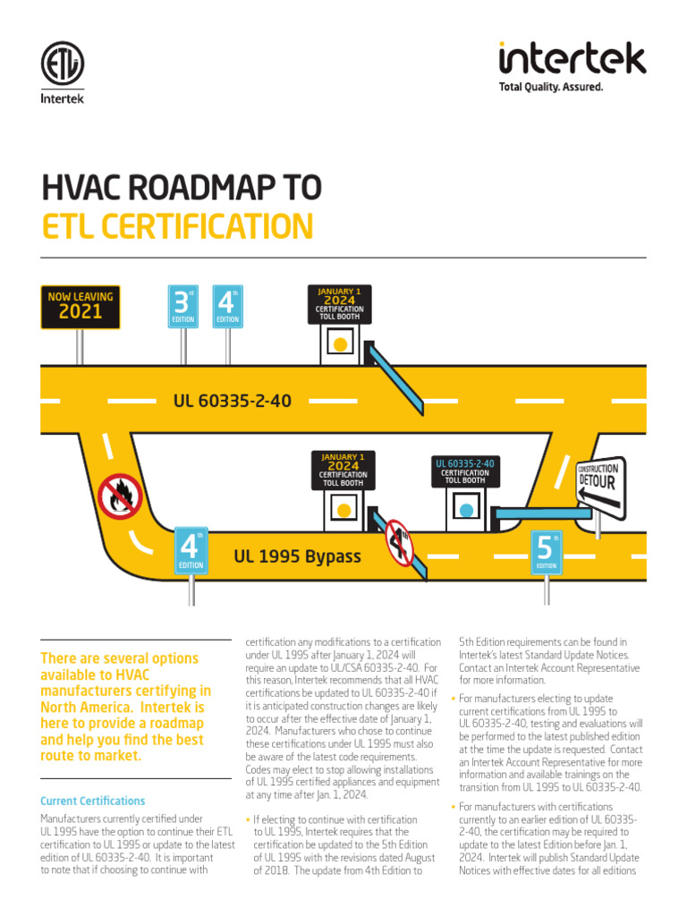 Intertek HVAC Roadmap to UL 60335240 Certification PDF Home