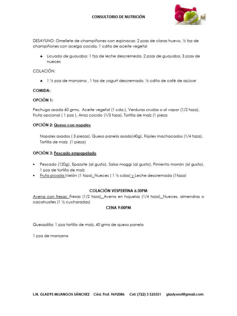 Plan de dieta 1500 kcal diario | PDF