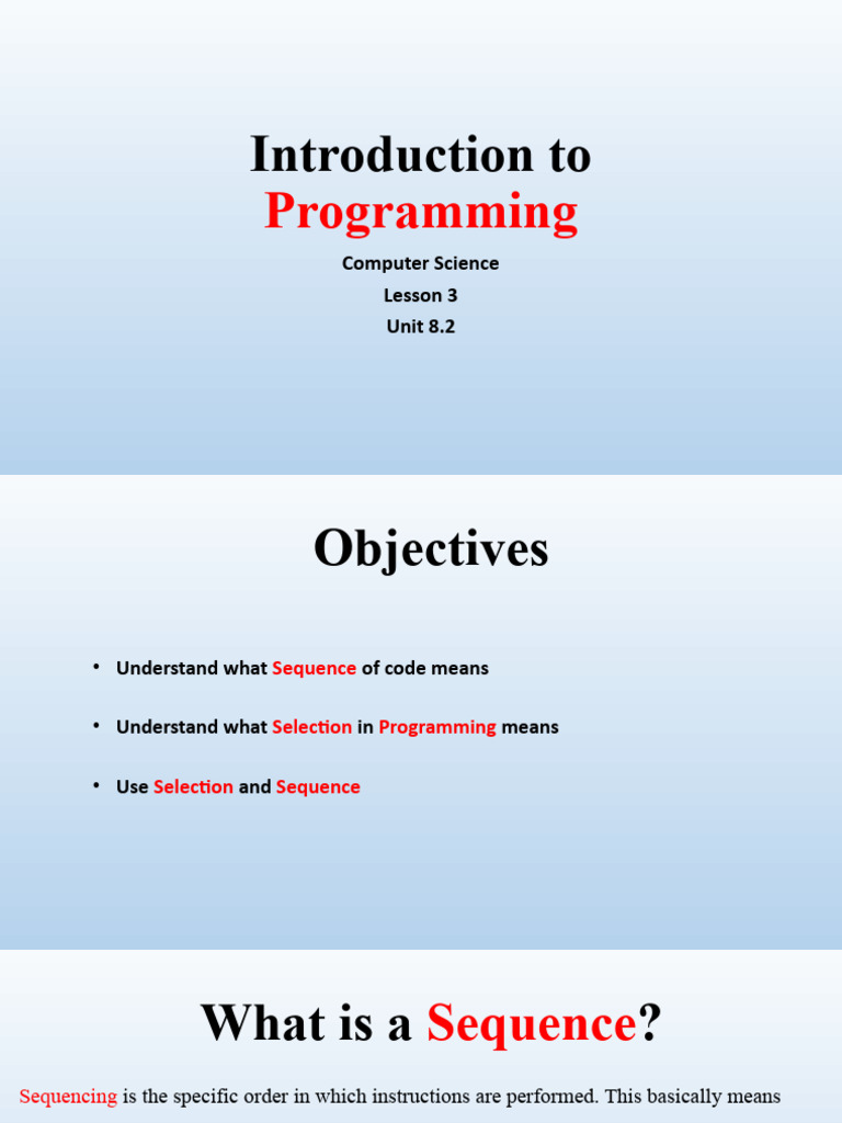 Intro to Programming Lesson 3 | PDF | Computer Programming | Software ...