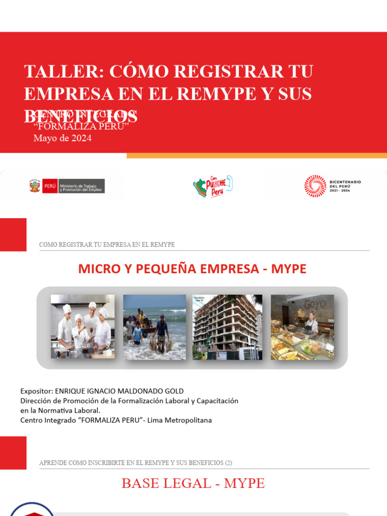 Registro y Beneficios del REMYPE 2024 | PDF | Pequeñas y medianas ...