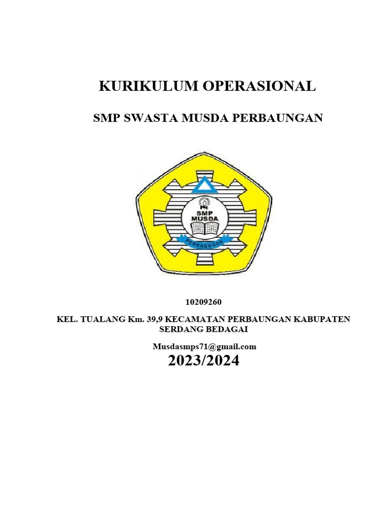 Kurikulum Operasional SMP Swasta Musda Perbaungan - Docx Contoh | PDF