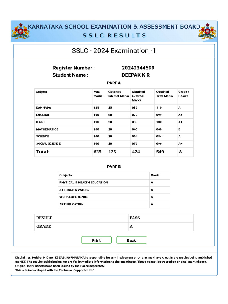 SSLC - 2024 Examination 1 Result | PDF | Science