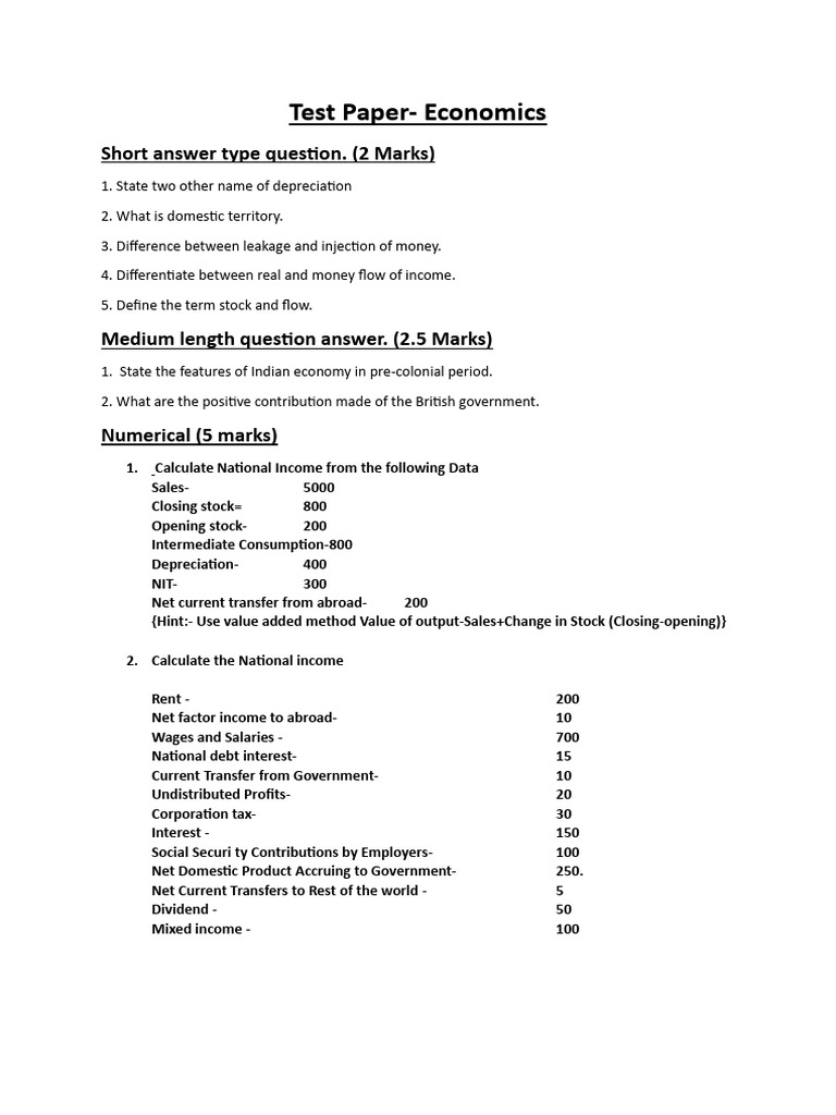Test Paper 1 | PDF