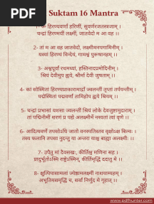 Sri Suktam 16 Mantra PDF Hunter