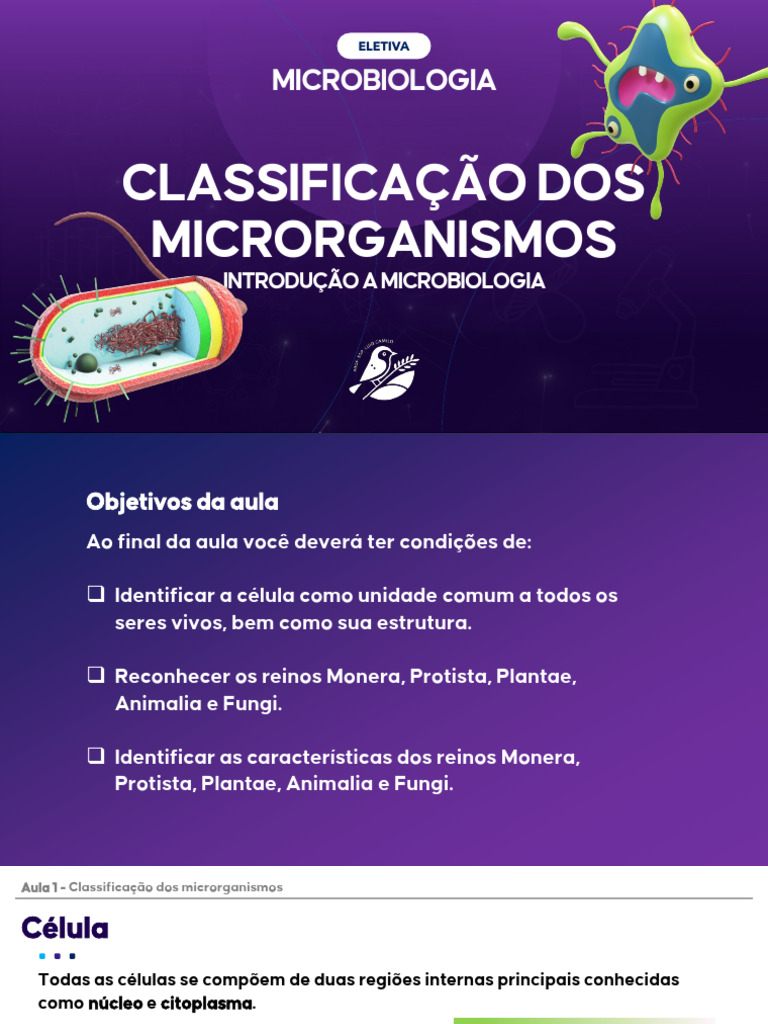 Classificação e Características dos Microrganismos | PDF | Célula ...