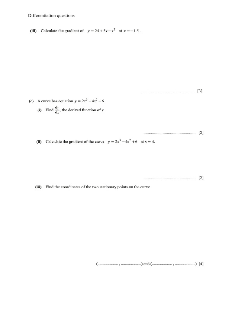 Essential Differentiation Questions | PDF