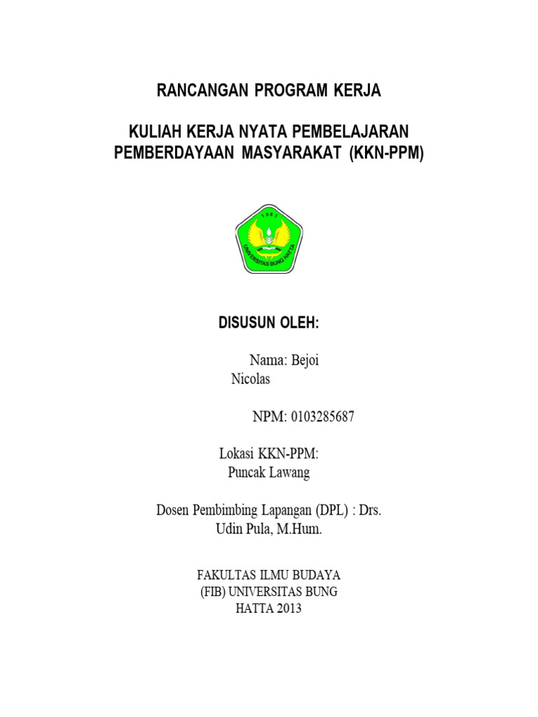 Rancangan Program Kerja KKN-PPM | PDF