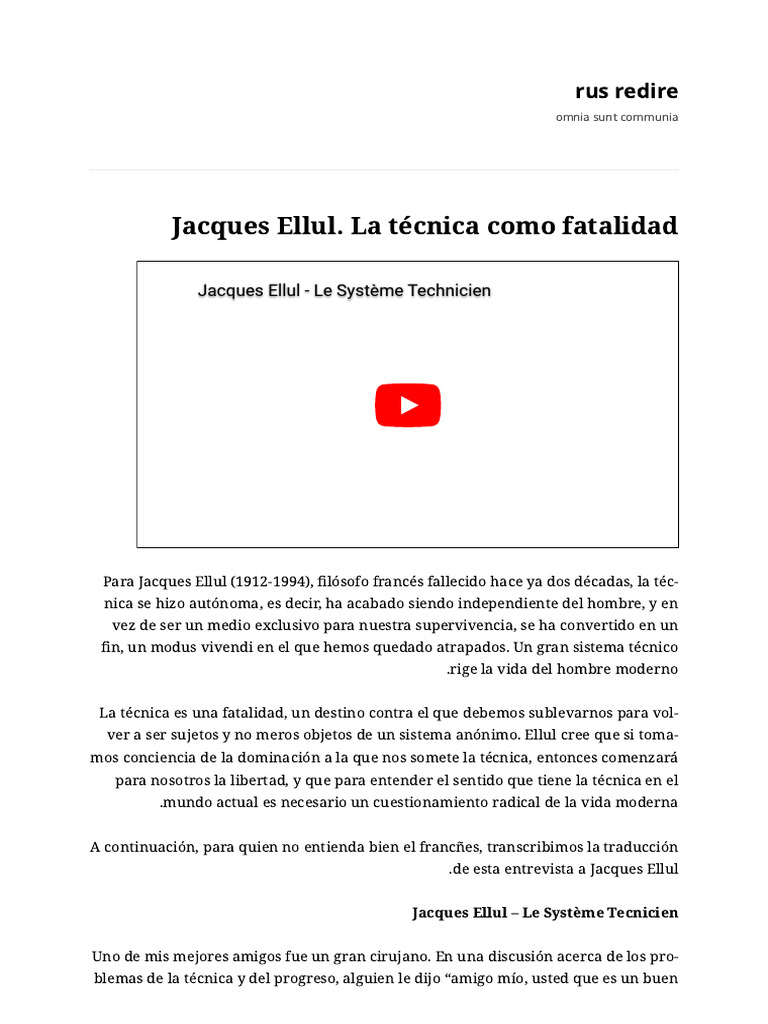 Jacques Ellul: La técnica como fatalidad | PDF | Sociedad | Verdad