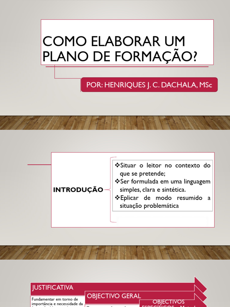 COMO ELABORAR UM PLANO DE FORMAÇÃO | PDF