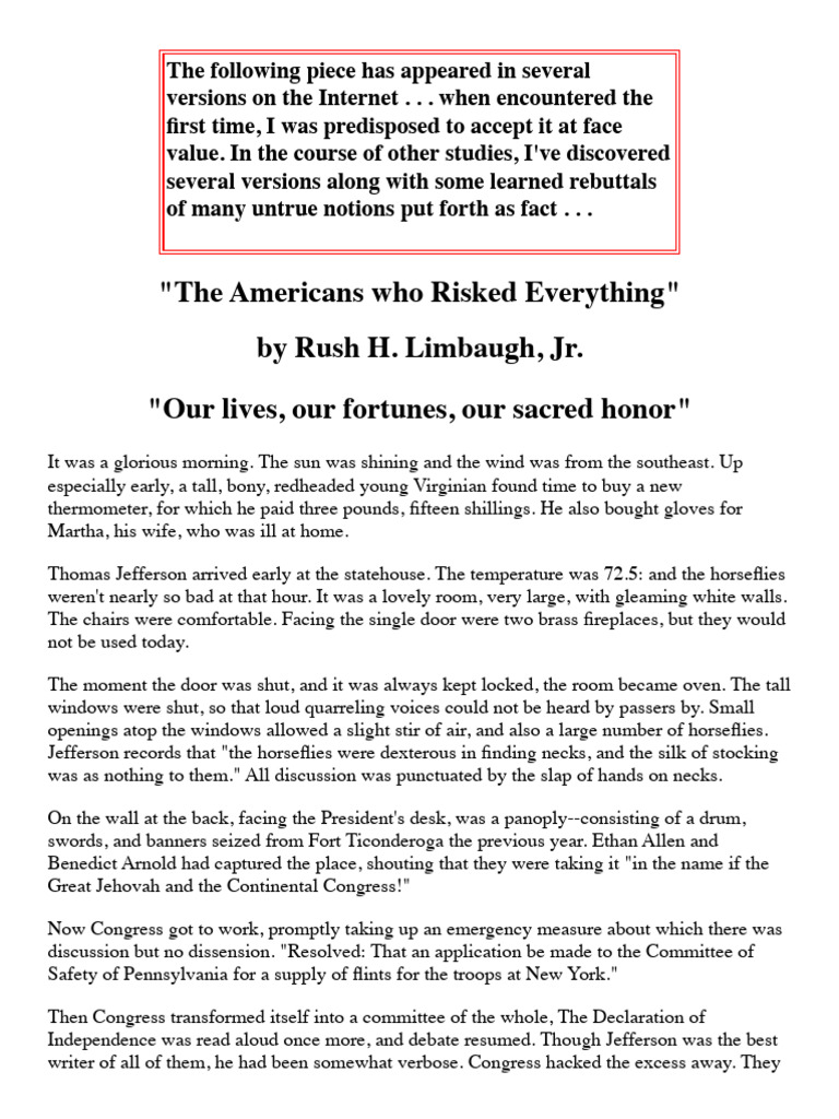 what is sacred honor in the declaration of independence