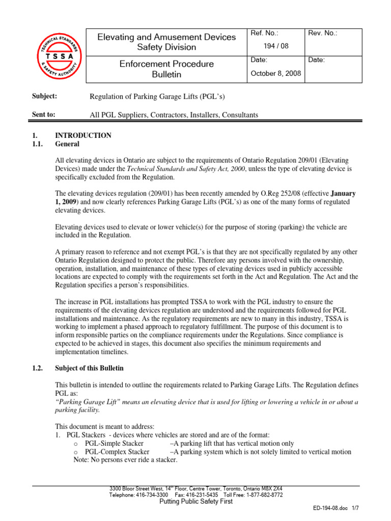 Compliance for Parking Garage Lifts | PDF | Elevator | Safety