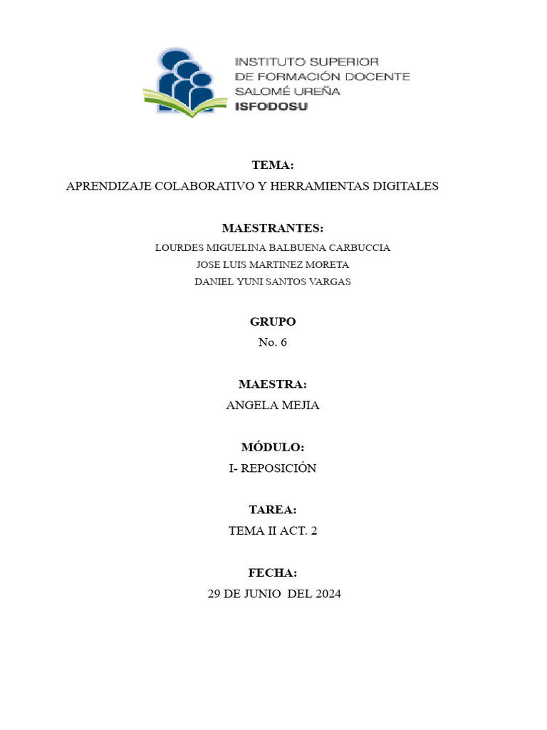 Aprendizaje Colaborativo y Herramientas Digitales | PDF ...