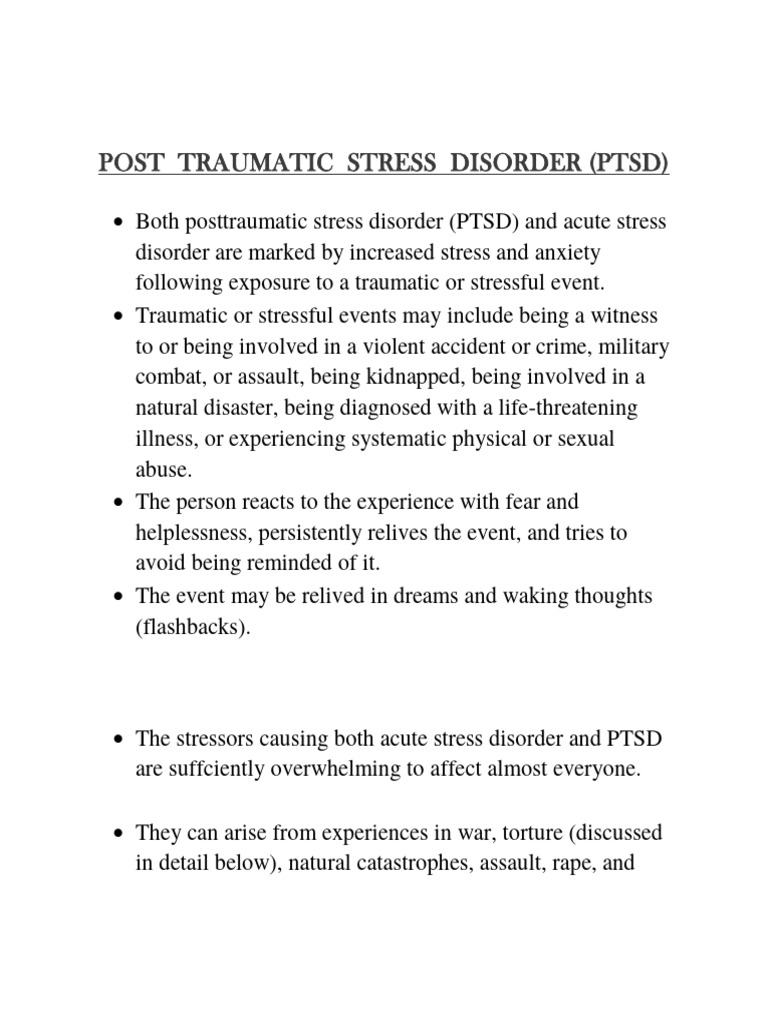 Post Traumatic Stress Disorder | PDF | Psychological Trauma | Mental ...