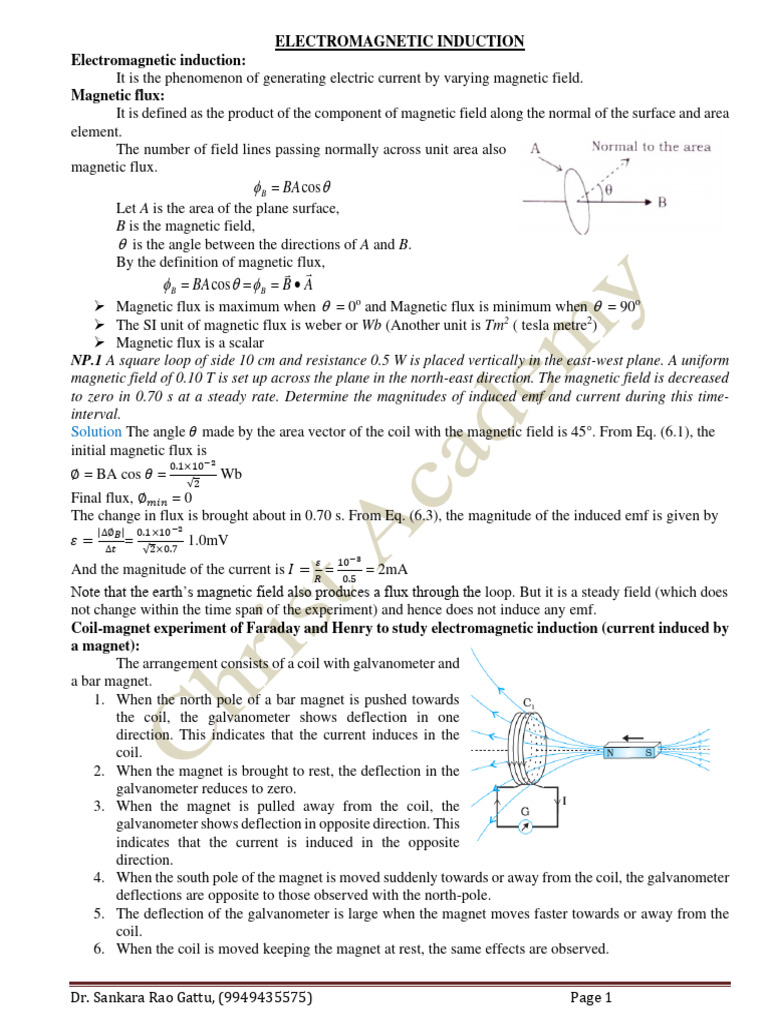 6 Electromagnetic Induction Pdf Electromagnetic Induction Inductance