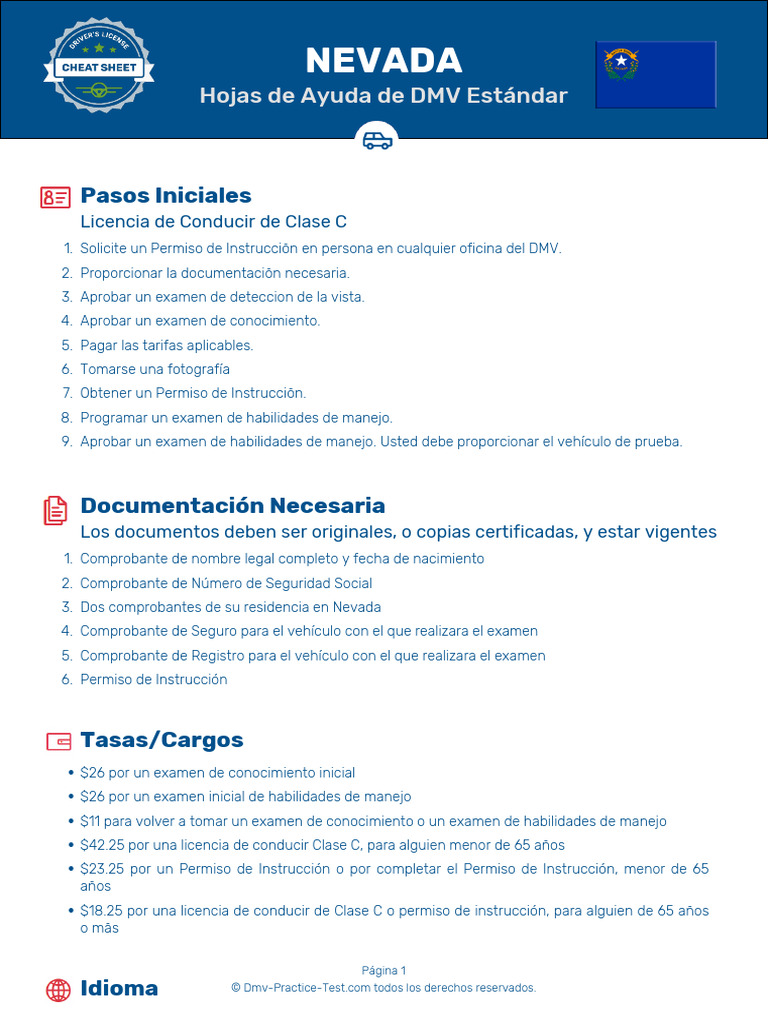 Guía para Obtener Licencia de Conducir en Nevada | PDF | Tráfico ...