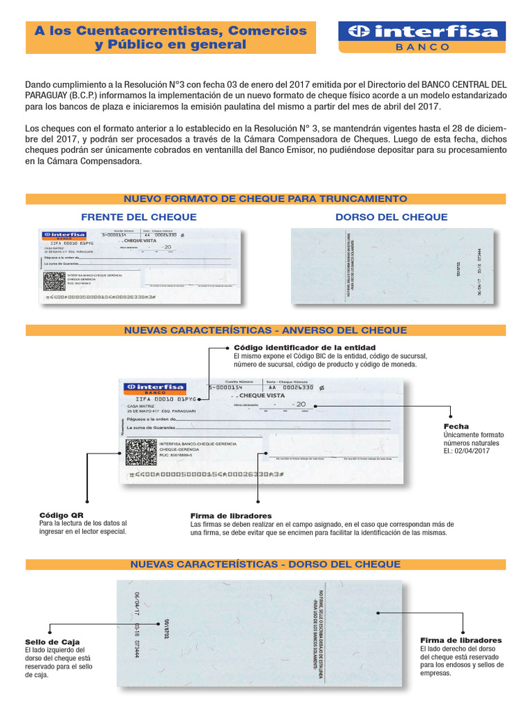 Nuevo Formato de Cheque en Paraguay | PDF | Cheque | Bancos