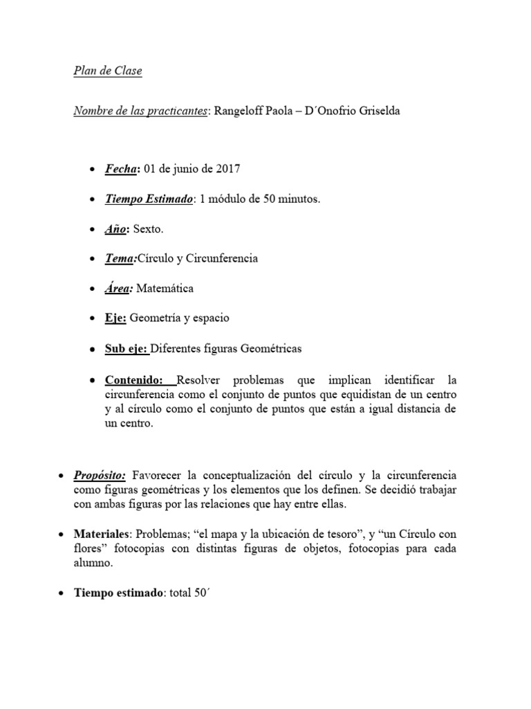 Nuevo Plan de Clase Matematica | PDF | Geometría