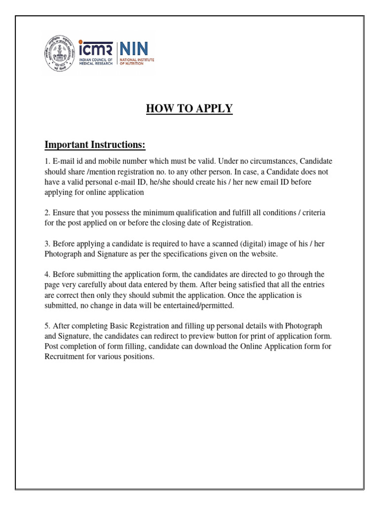 Online Application Guide for ICMR Positions | PDF | World Wide Web ...