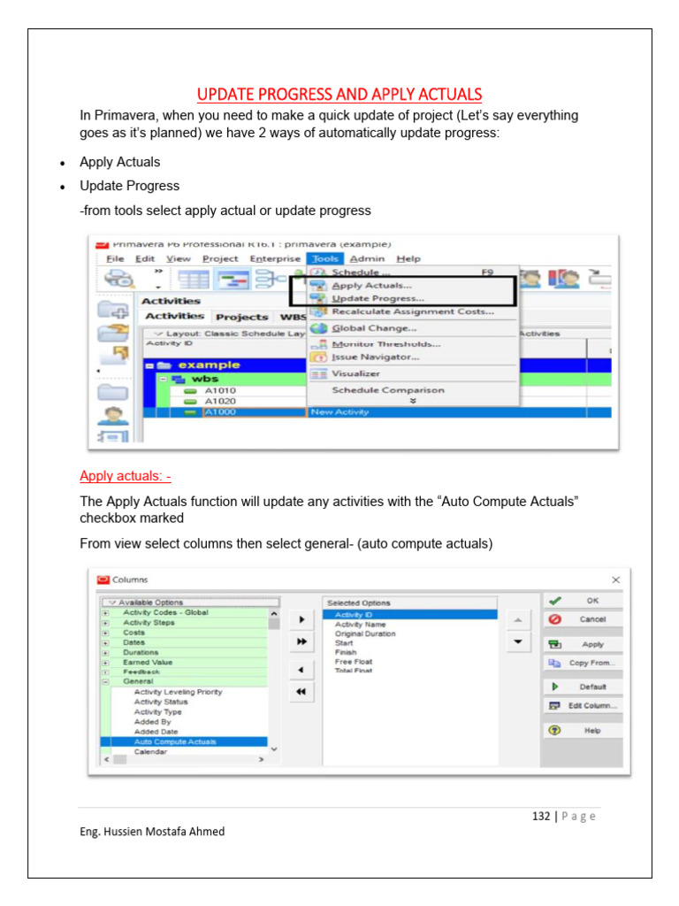 Primavera Project Update Methods | PDF