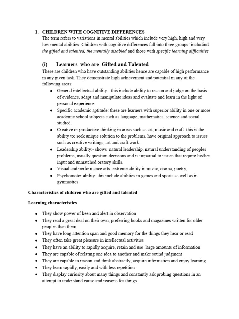 Characteristics of Some Children With Special Needs | PDF | Hearing ...