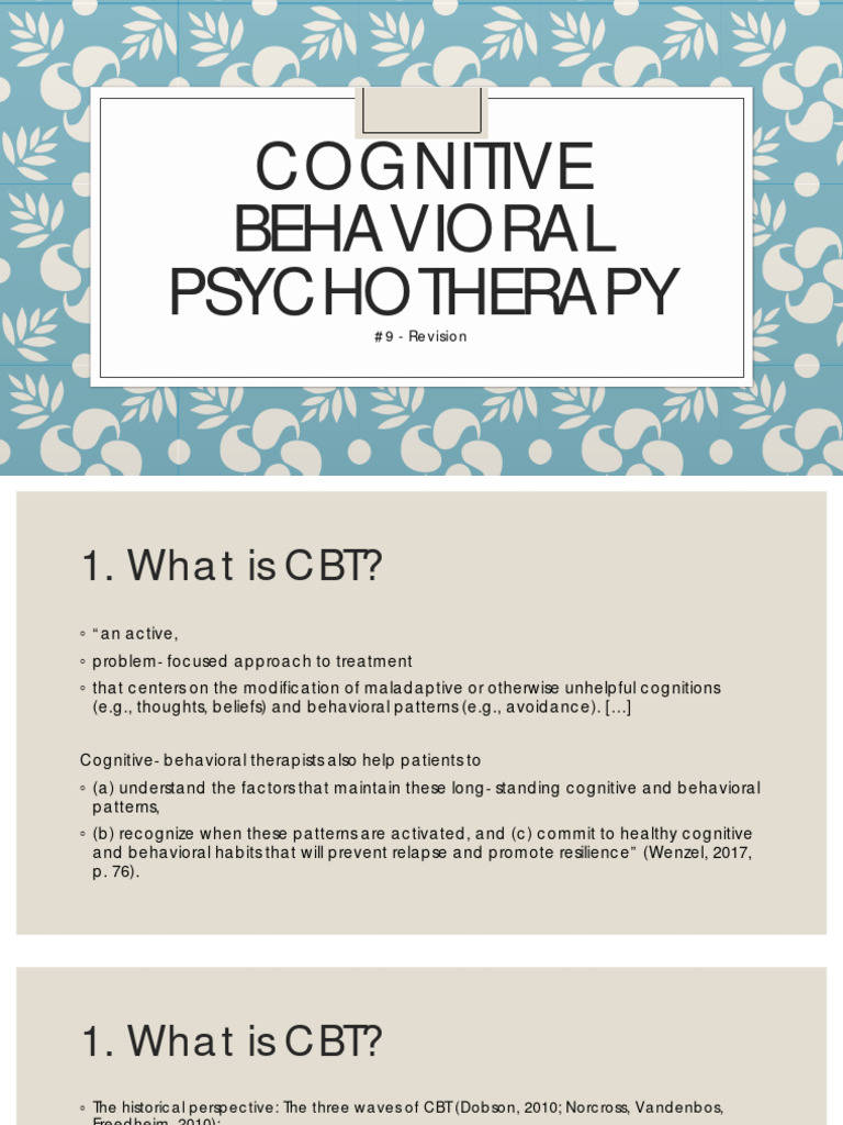 Cognitive Behavioral Psychotherapy 9 Revision | PDF | Cognitive ...