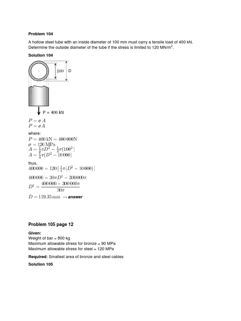 Tensile Load and Stress Calculations | PDF | Science & Mathematics