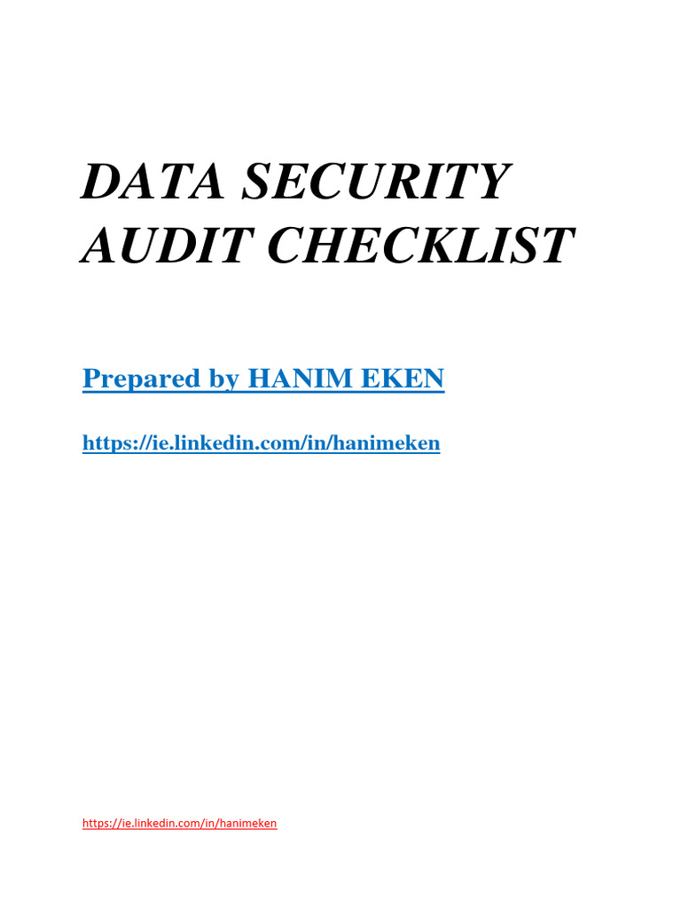 Data Security Audit Checklist 1717633331 | PDF | Information Security ...