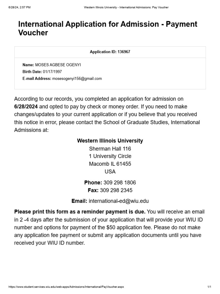WESTERN ILLINOIS UNIVERSITY APPLICATION FEE FOR INTERNATIONAL STUDENTS visual data 7