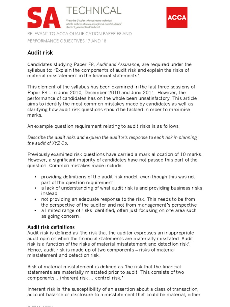 Audit Risk | PDF | Financial Audit | Going Concern