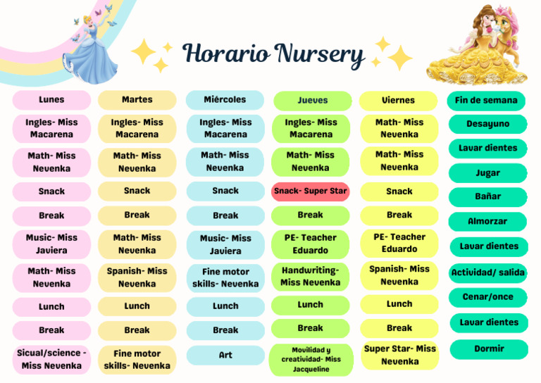 Weekly Nursery Schedule Overview | PDF