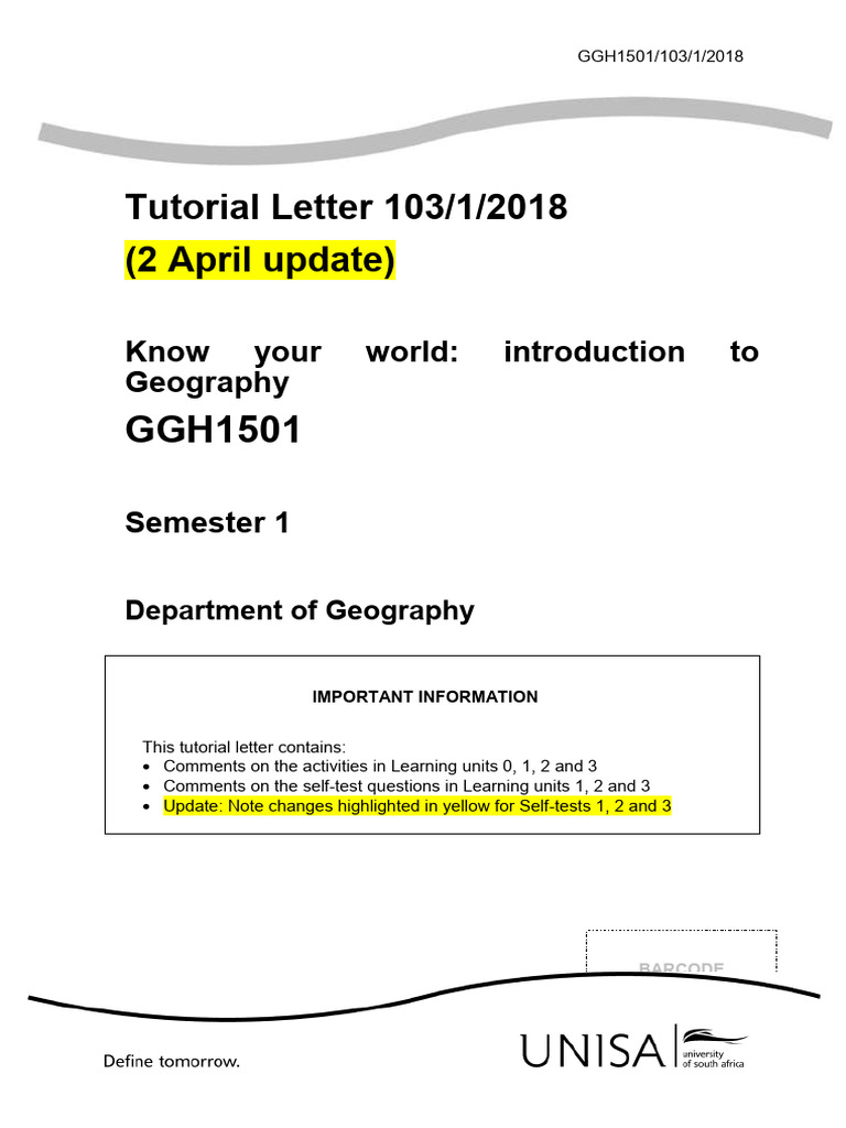 Ggh1501 Tl 103 2018 1 E2aprilupdate Pdf Plate Tectonics Climate