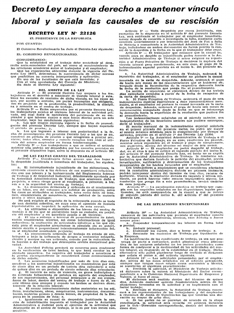 Decreto Ley 22126 | PDF