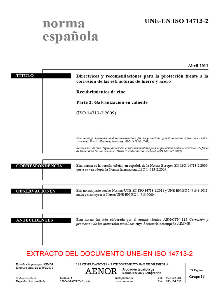 Directrices ISO 14713-2: Galvanización | PDF | Acero | Aleación