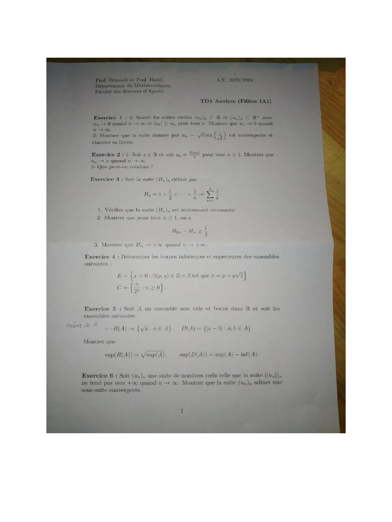 TD 1 Analyse | PDF