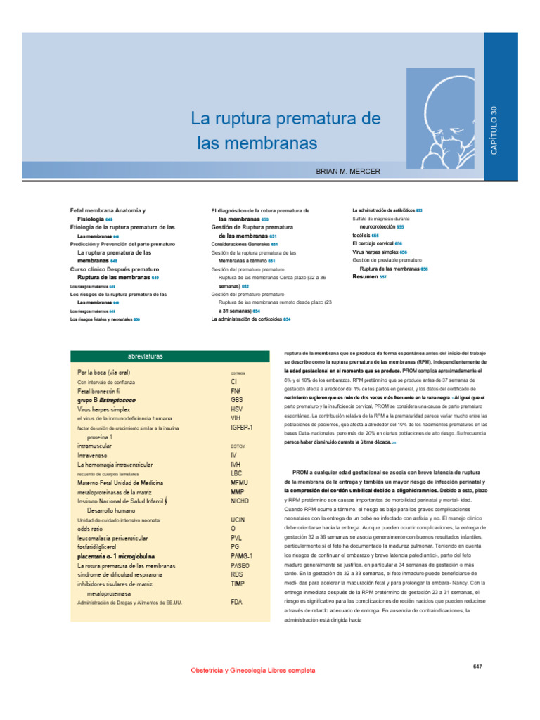 Ruptura Prematura de Membranas - En.es | PDF | Parto prematuro | El ...
