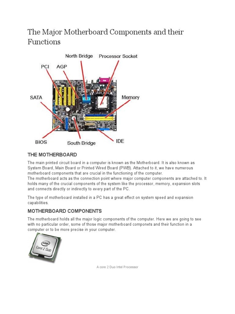 The Major Motherboard Components and Their Functions | PDF | Bios | Booting